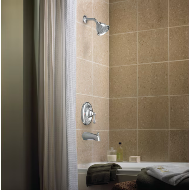 Moen Caldwell Chrome 1-handle Single Function Round Bathtub and Shower Faucet Valve Included