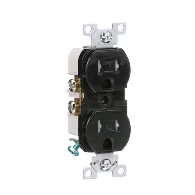 Eaton 15-Amp 125-volt Tamper Resistant Commercial Duplex Outlet, Black