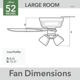 Hunter Kennewick 52-in Matte Black Indoor Flush Mount Ceiling Fan with Light (5-Blade)