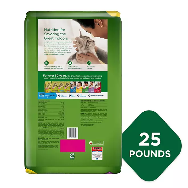 Purina Cat Chow Indoor Dry Cat Food, Hairball + Healthy Weight, 25 lbs.