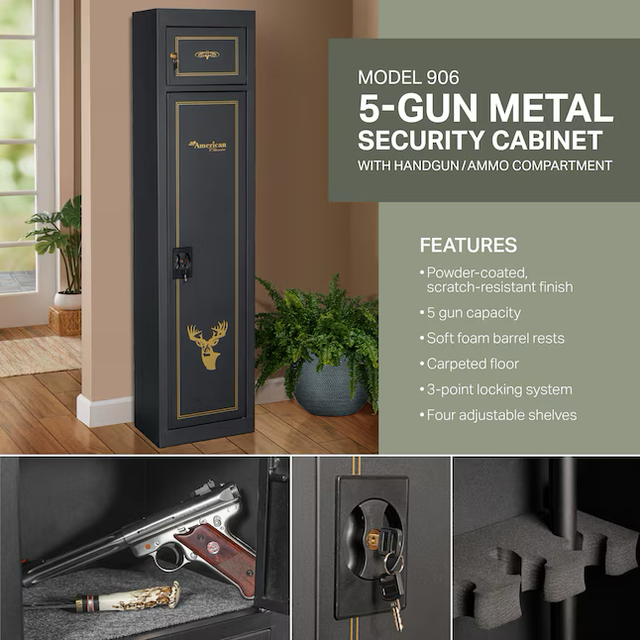 American Furniture Classics Gun security collection 5-Gun Keyed Gun Cabinet