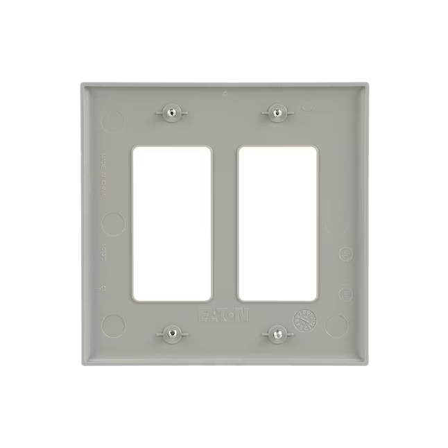 Eaton 2-Gang Midsize Gray Polycarbonate Indoor Decorator Wall Plate
