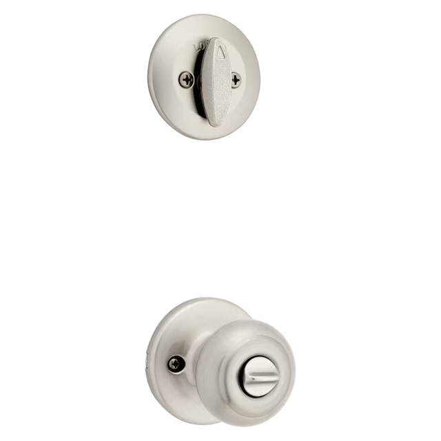 Kwikset Series Cove Satin Nickel Smartkey Exterior Single-cylinder deadbolt Combined Door Knob Combo Pack with Antimicrobial Technology