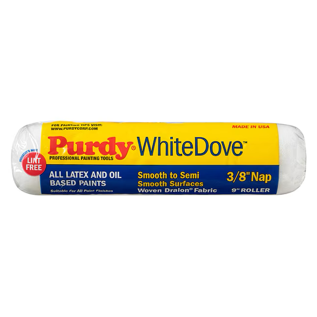 Funda para rodillo de pintura de fibra acrílica tejida de 9 x 3/8 pulgadas de Purdy WhiteDove