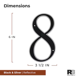 RELIABILT 6-in Reflective Black Number