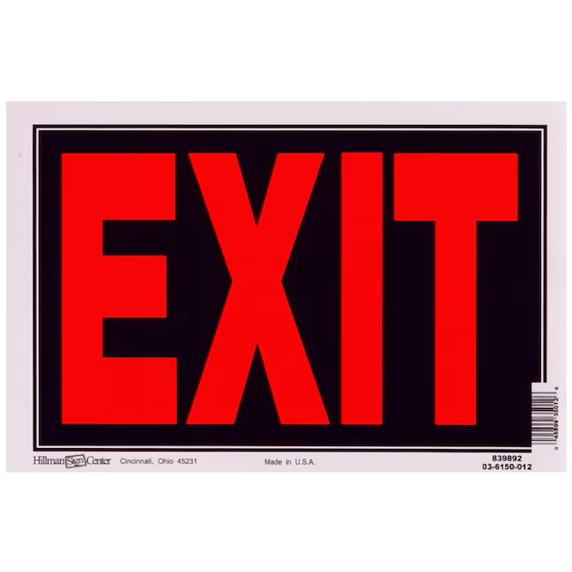 Hillman 8-in x 12-in Plastic Exit Sign
