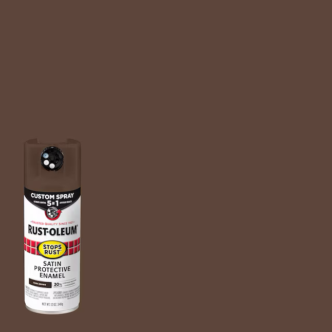 Pintura en aerosol marrón oscuro satinado Stops Rust 5 en 1 de Rust-Oleum (peso neto: 12 oz)