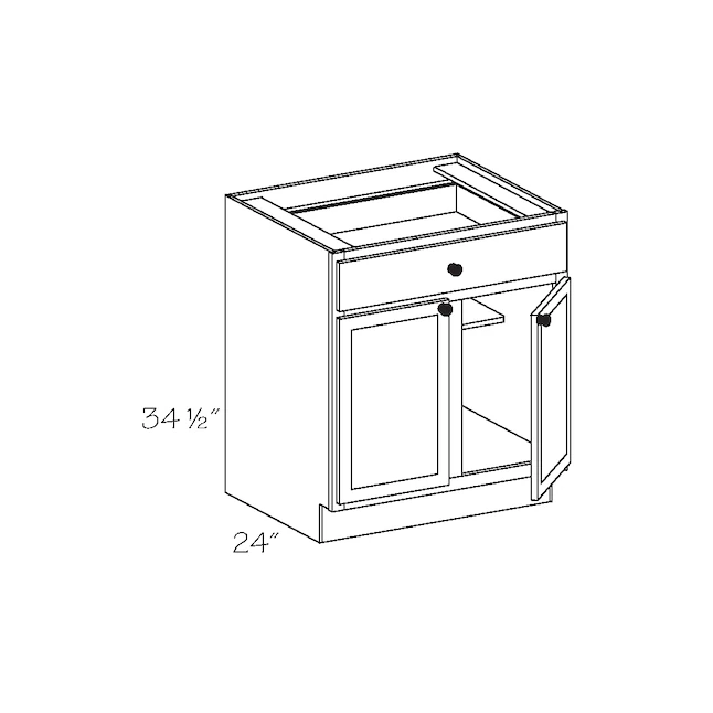 Project Source 36-in W x 34.5-in H x 24-in D White Painted Door and Drawer Base Fully Assembled Cabinet (Recessed Panel Shaker Door Style)