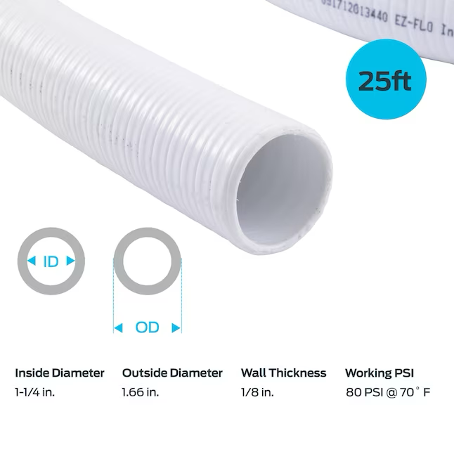 EZ-FLO 1-1/4-in Inner Diameter PVC Flexible Spa Hose (By-the-Foot)