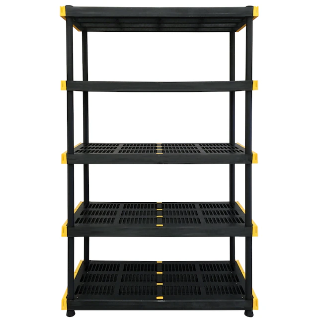 Project Source Commander Plastic Heavy Duty 5-Tier Utility Shelving Unit (48-in W x 20-in D x 72-in H), Black