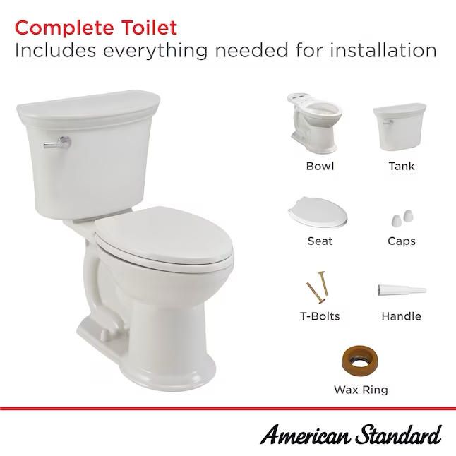 American Standard Esteem VorMax, silla alargada blanca, altura, inodoro WaterSense de 2 piezas con cierre suave, 12 pulgadas, empotrable, 1,28 GPF 