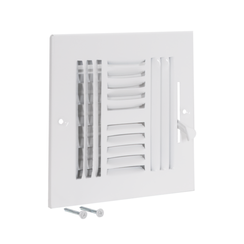 EZ-FLO 6 pulg. x 6 pulg. (Tamaño de conducto) Registro de pared/techo de acero de 4 vías Blanco