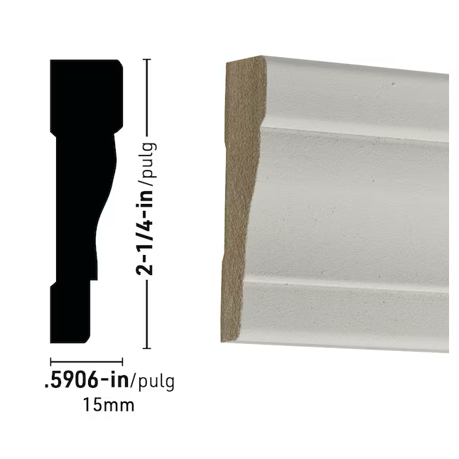 RELIABILT 9/16-in x 2-1/4-in x 7-ft Primed MDF 356 Casing (5-Pack)