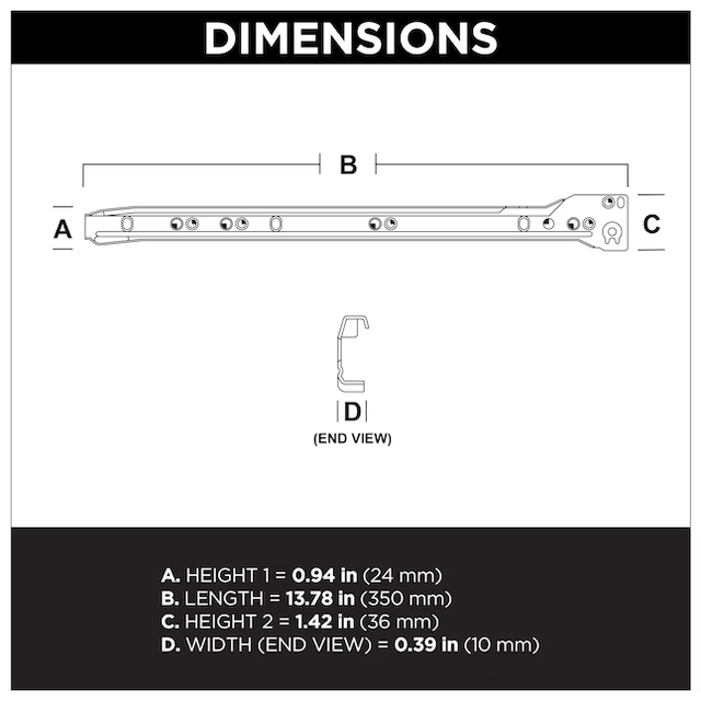 RELIABILT 14-in 3/4 Extension Self-closing Bottom Mount European 50-lb Load Capacity White Drawer Slide 1-Pair (2-Pieces)