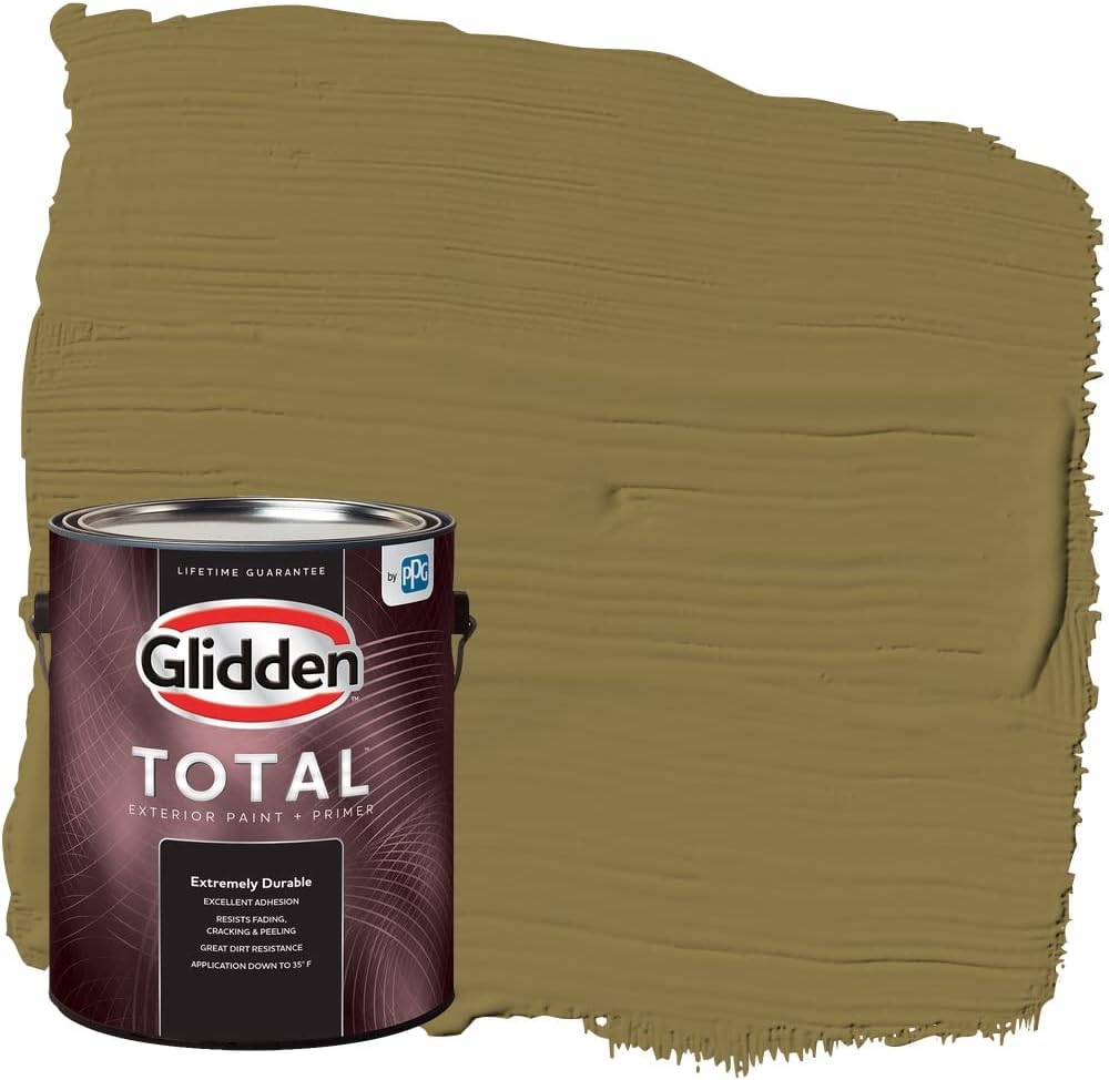 Pintura e imprimador para exteriores Glidden Total semibrillante, okra en escabeche