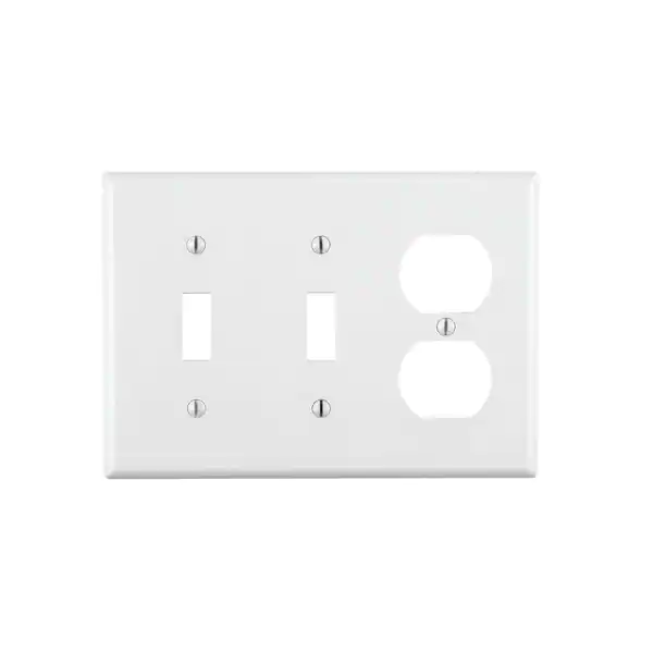 Leviton 2-Toggle 1-Duplex Combination Wallplate Standard Size, White