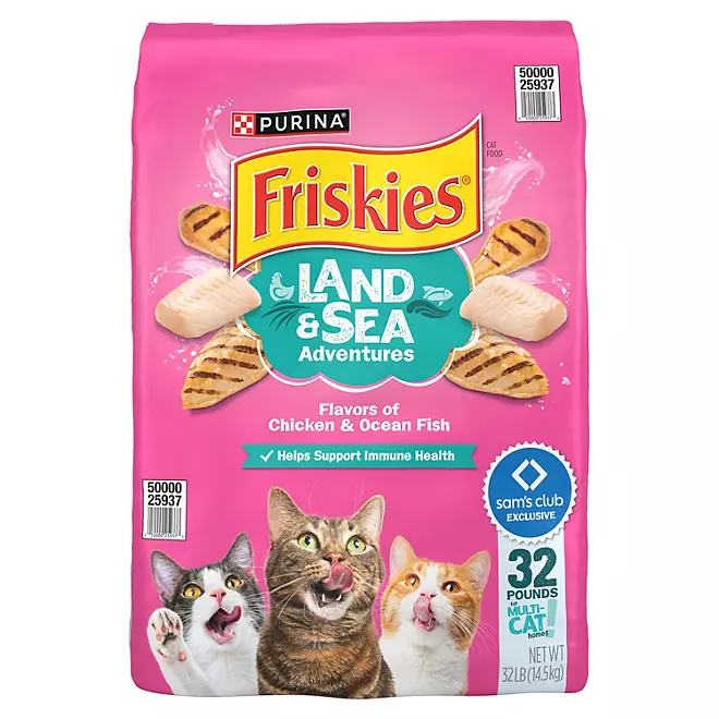 Friskies Land & Sea Adventures Dry Cat Food, Chicken + Ocean Fish (32 lbs.)