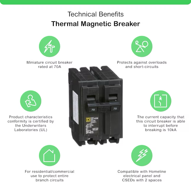 Square D Homeline 70-amp 2-Pole Standard Trip Circuit Breaker