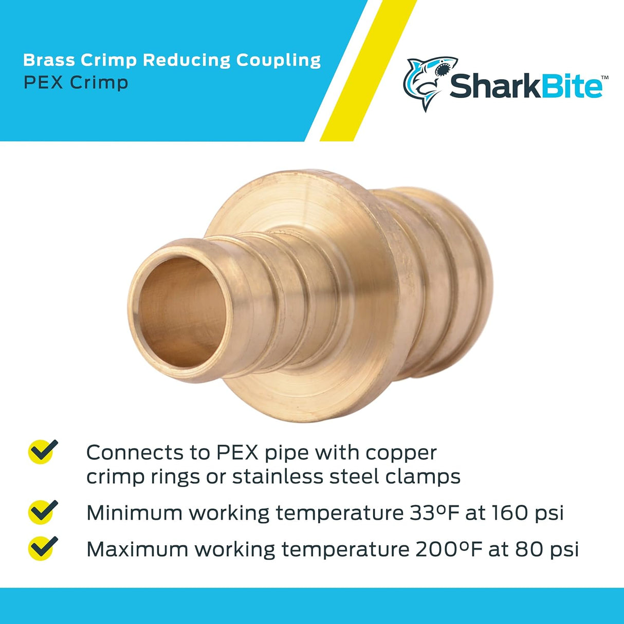 SharkBite 1/2 in. x 3/4 in. Brass Crimp Reducing Coupling