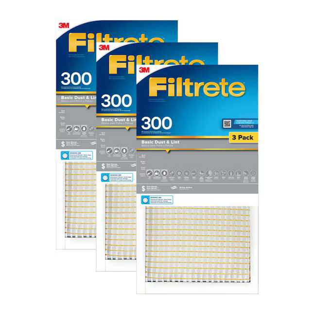 Filtrete 14 Zoll B x 25 Zoll L x 1 Zoll MERV 5 300 MPR Basic Elektrostatischer Luftfilter gegen Staub und Flusen (3er-Pack)