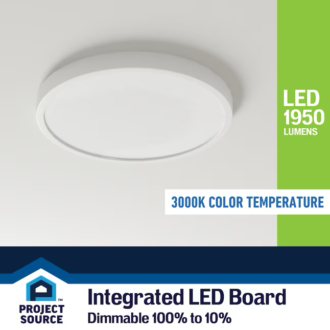 Project Source 1-Light 14-in White LED Flush Mount Light ENERGY STAR (2-Pack)