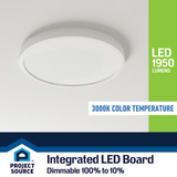 Project Source 1-Light 14-in White LED Flush Mount Light ENERGY STAR (2-Pack)