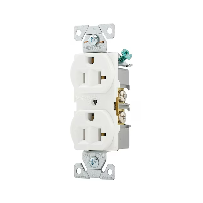 Eaton 20-Amp 125-volt Commercial Duplex Outlet, White