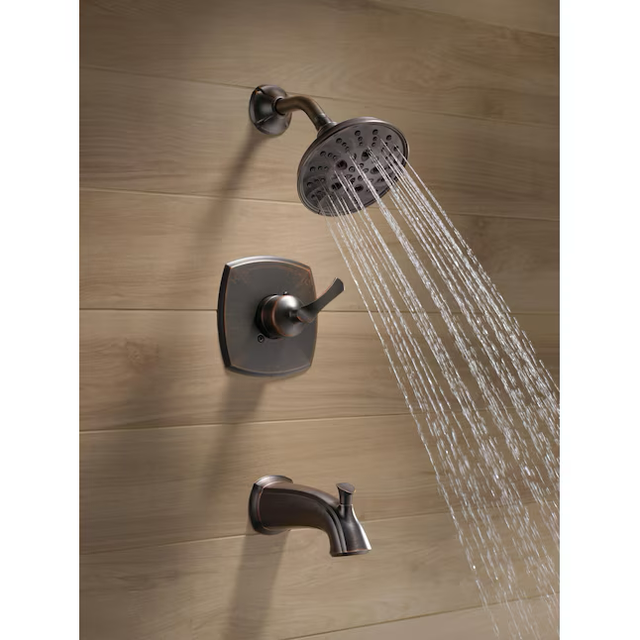 Delta Sandover Venetian Bronze 1-handle Multi-function Round Bathtub and Shower Faucet Valve Included