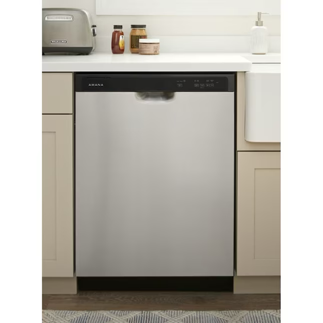 Amana Eco Series 24-in Front Control Built-In Dishwasher (Stainless Steel), 59-dBA Standard Sound Level