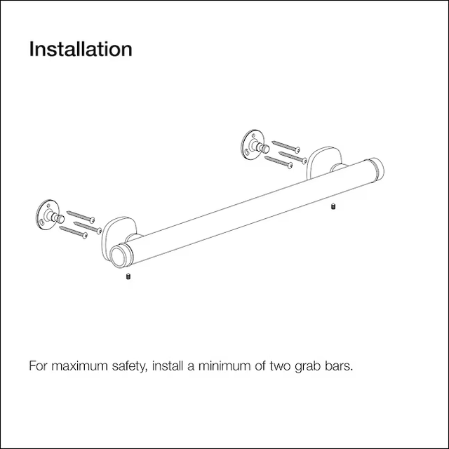 KOHLER Ealing 24-in Matte Black Wall Mount ADA Compliant Grab Bar (500-lb Weight Capacity)