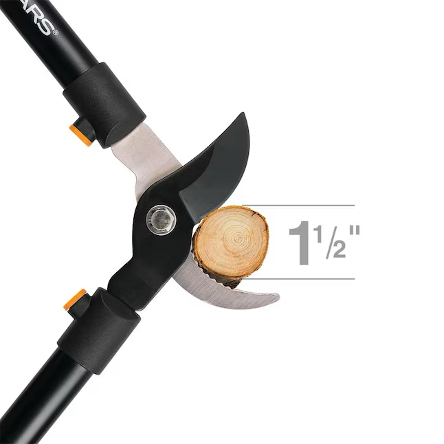 Fiskars Podadora de derivación de acero de 21,5 pulgadas, agarre acolchado, hoja con revestimiento antiadherente, diámetro de corte de hasta 1-1/2 pulgadas