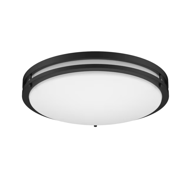 Project Source 1-Light 17-in Matte Black LED Flush Mount Light