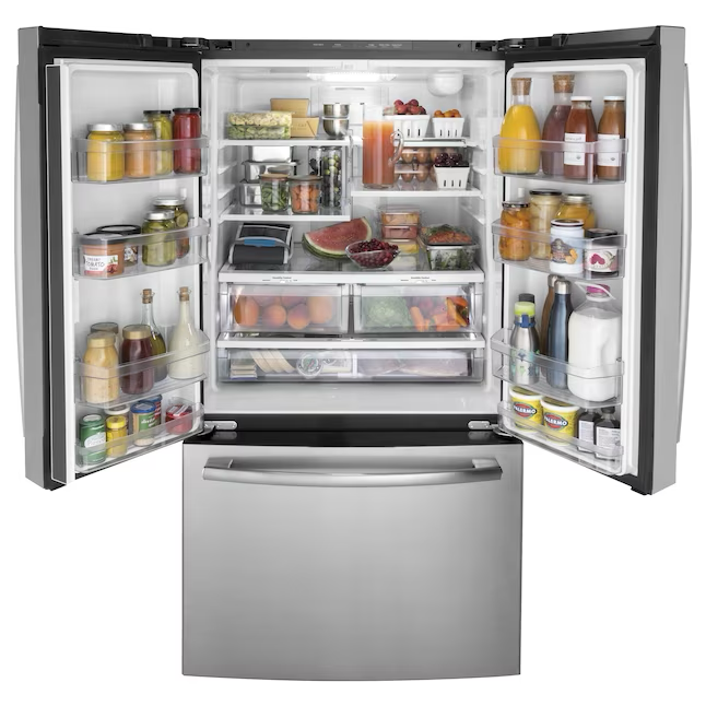 GE 27-cu ft French Door Refrigerator with Ice Maker and Water dispenser (Fingerprint-resistant Stainless Steel) ENERGY STAR