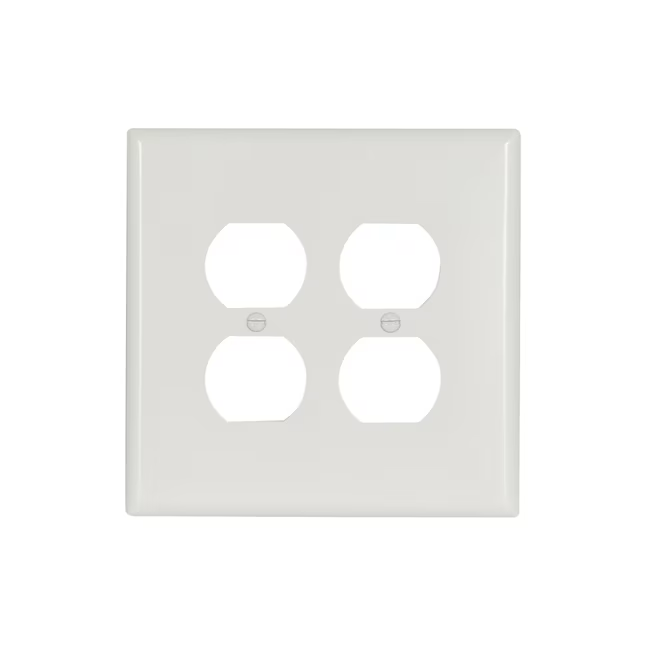 Eaton 2-Gang Jumbo Size White Plastic Indoor Duplex Wall Plate