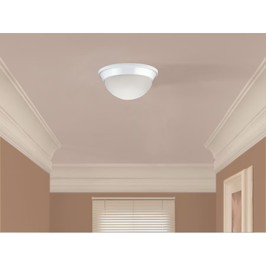 Project Source 1-Light 8.75-in Satin White Flush Mount Light