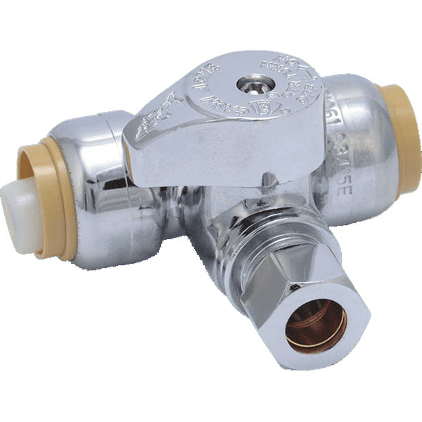 SharkBite 1/2-in Push-to-connect x 3/8-in OD Compression Brass Quarter Turn Supply