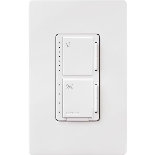 Lutron Maestro 1,5-Ampere-Lüftersteuerung mit 4 Geschwindigkeiten, kabelgebunden, Touch-Funktion, weiß