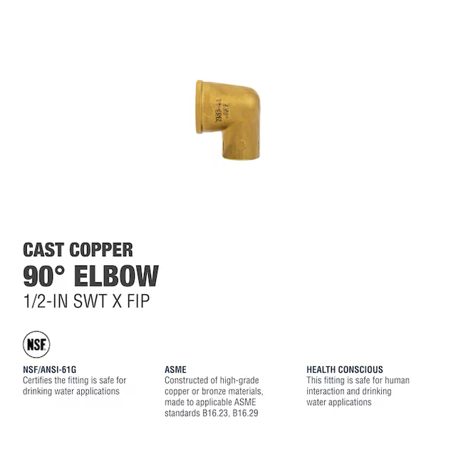 Streamline 1/2-in SWT x 1/2-in FIP Cast Brass 90-Degree Elbow