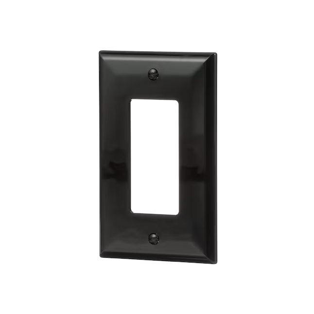 Eaton 1-Gang Midsize Black Polycarbonate Indoor Decorator Wall Plate