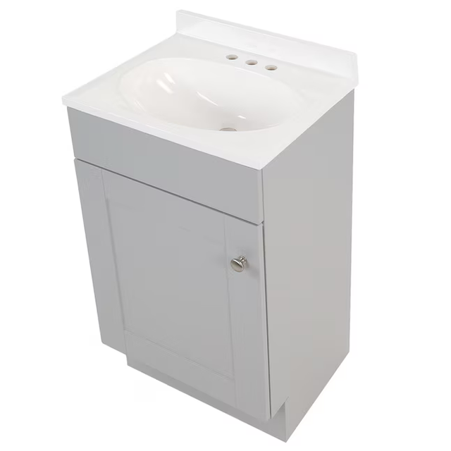 Project Source 18-in Gray Single Sink Bathroom Vanity with White Cultured Marble Top