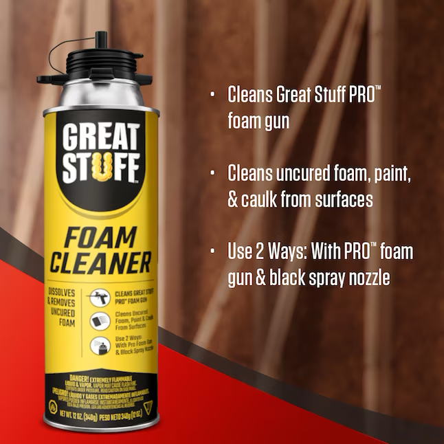 GREAT STUFF Foam Cleaner 12 oz. Spray Gun Indoor/Outdoor Spray Foam Insulation