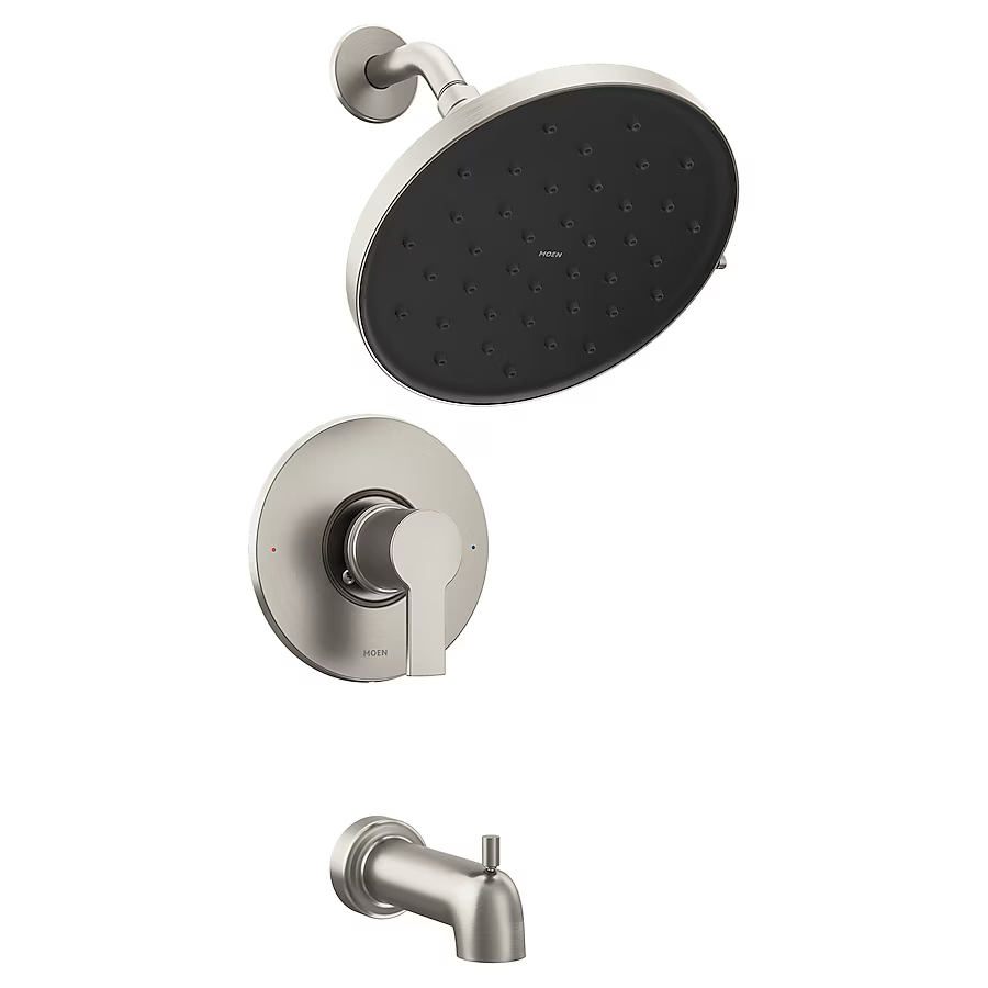 Moen Avri Magnetix Spot Resist Brushed Nickel 1-handle Single Function Round Bathtub and Shower Faucet Valve Included