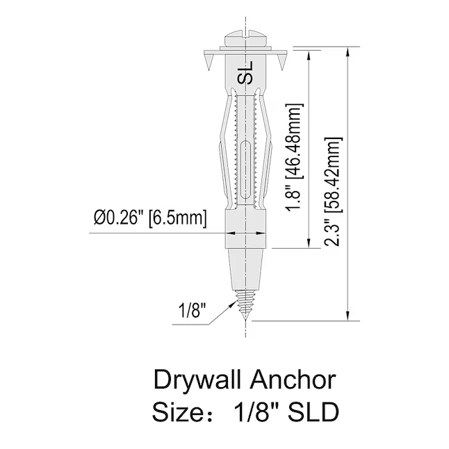 Project Source Anclajes de 40 lb de 1/8 x 2-1/2 pulgadas con tornillos incluidos (paquete de 15)