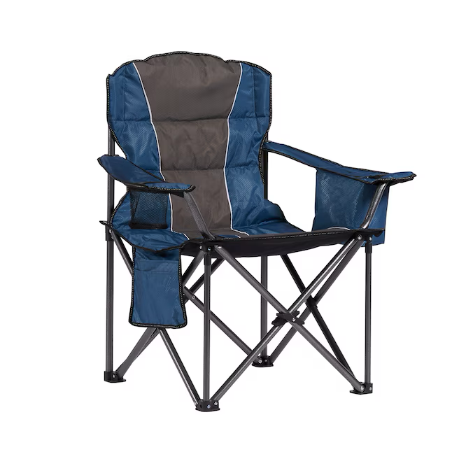 Silla de camping plegable Style Selections de poliéster azul y gris (correa de transporte y asa incluidas)