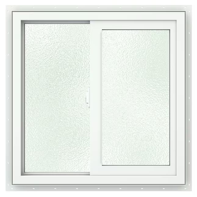 JELD-WEN V-2500 Jamba de 23-1/2 x 23-1/2 x 3 pulgadas Ventana corrediza blanca de vinilo operable a la izquierda Pantalla completa incluida