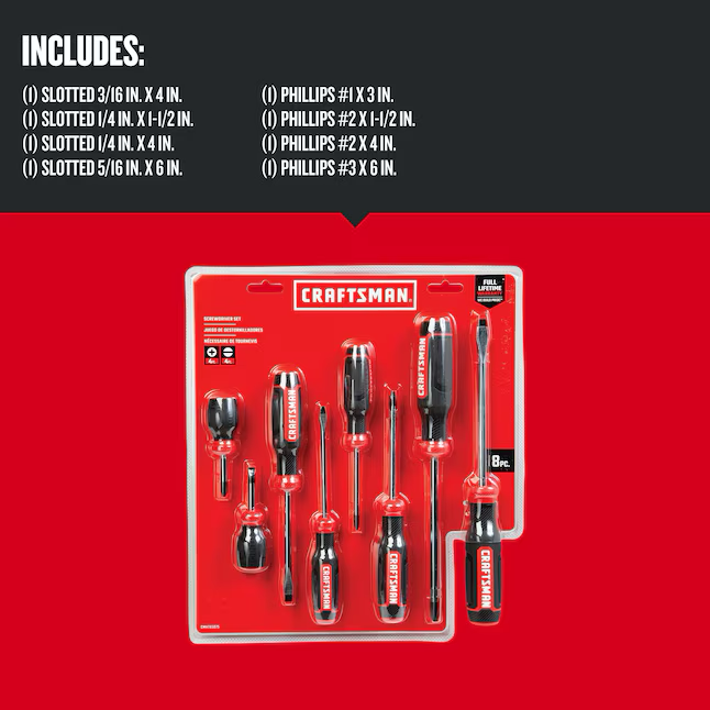 CRAFTSMAN 8-Piece Bi-material Handle Assorted Screwdriver Set