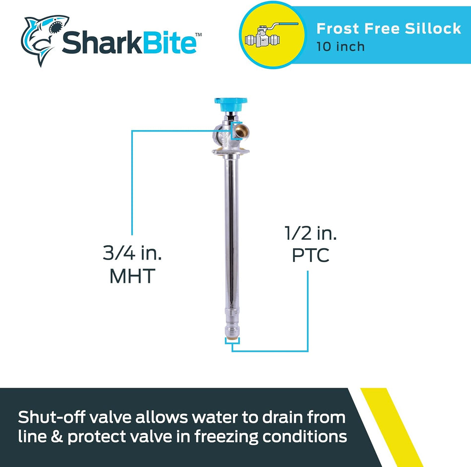 SharkBite SB Sillcock 1/2-in x 3/4-in MHT x 10-in Frost Free