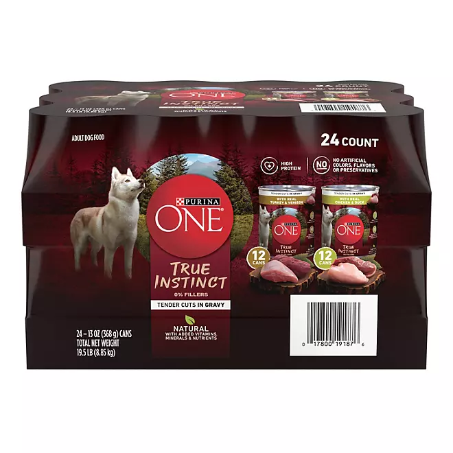 Purina ONE Natural True Instinct Alimento húmedo para perros, paquete variado, 13 oz., 24 u.