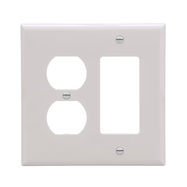 Eaton 2-Gang Midsize White Polycarbonate Indoor Duplex/Decorator Wall Plate