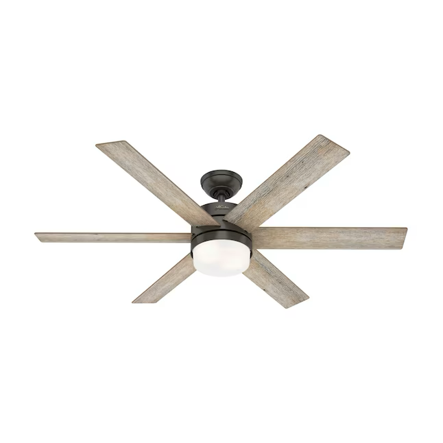 Hunter Kempton Park 54-in Noble Bronze Indoor Ceiling Fan with Light and Remote (6-Blade)